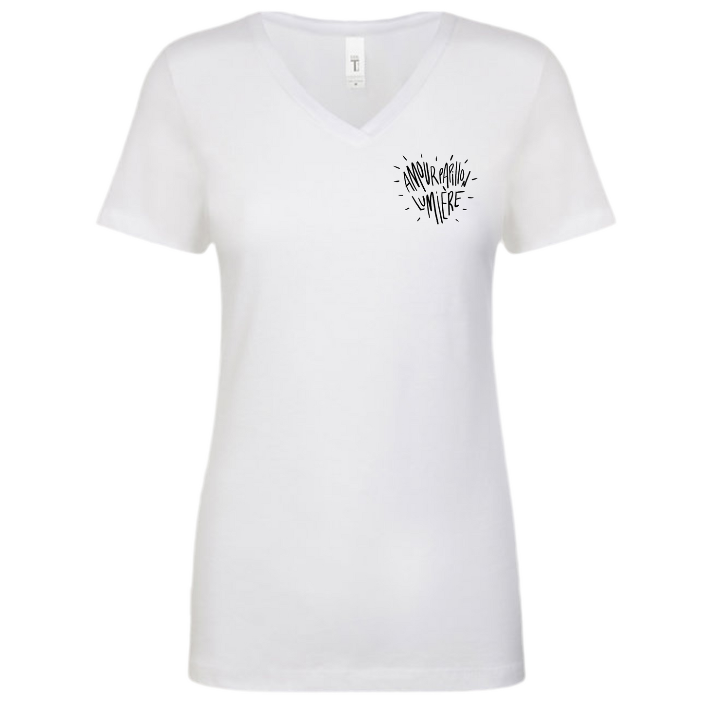 T-shirt femme col en V - Amour Papillon Lumière