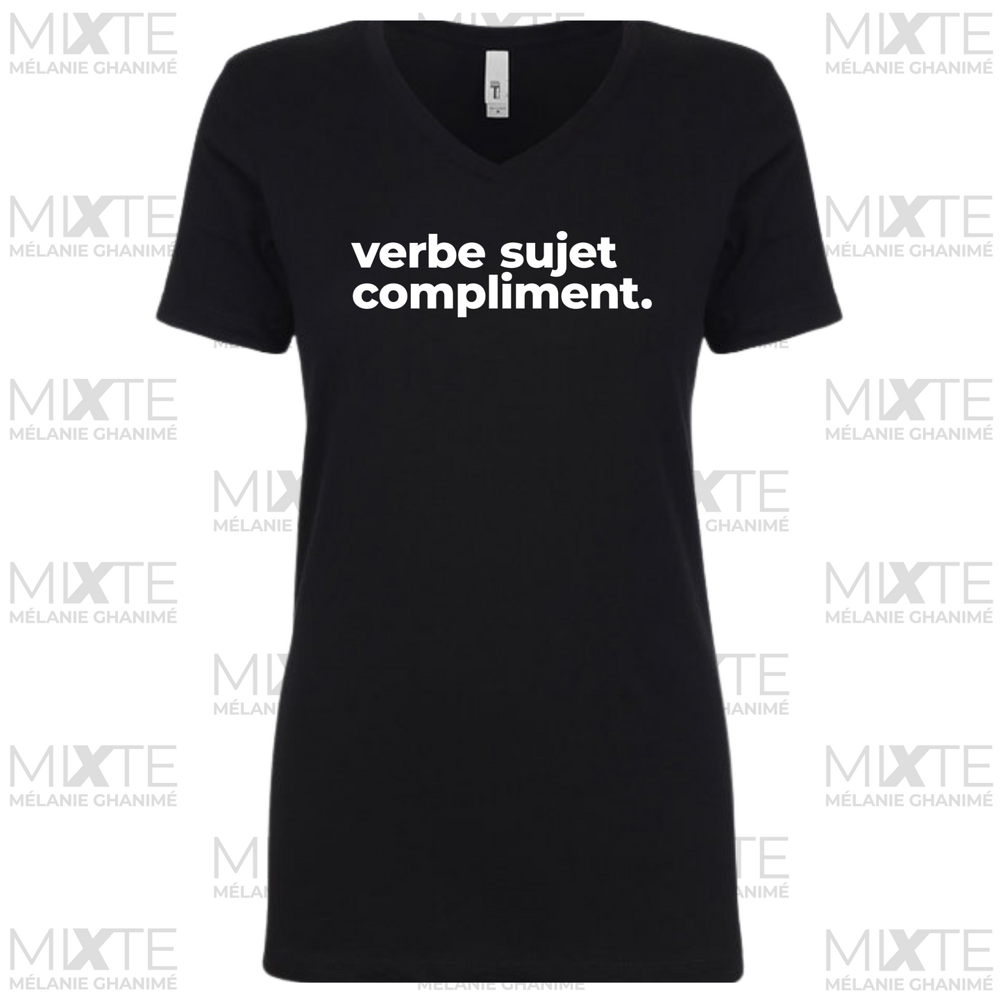 T-Shirt femme col en V - Verbe sujet compliment