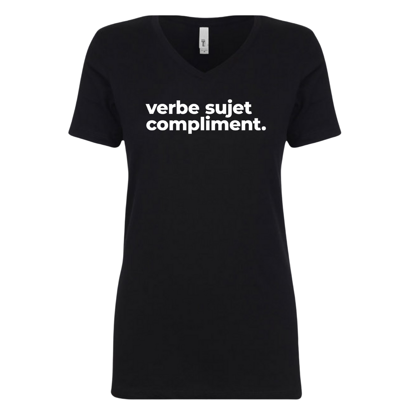 T-Shirt femme col en V - Verbe sujet compliment