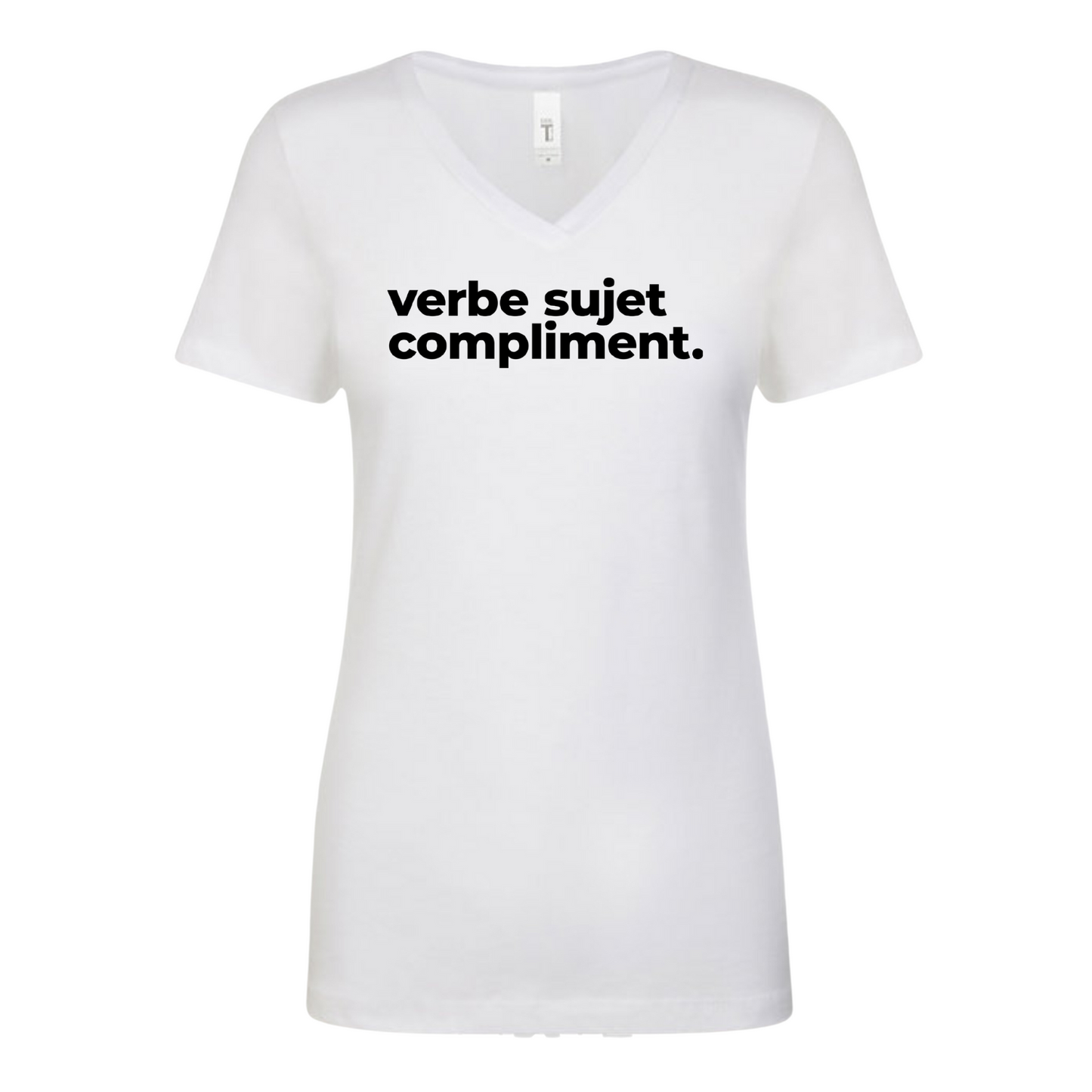 T-Shirt femme col en V - Verbe sujet compliment