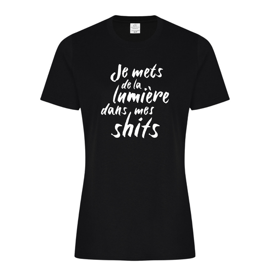 T-shirt femme col en V - Je mets de la lumière dans mes shits