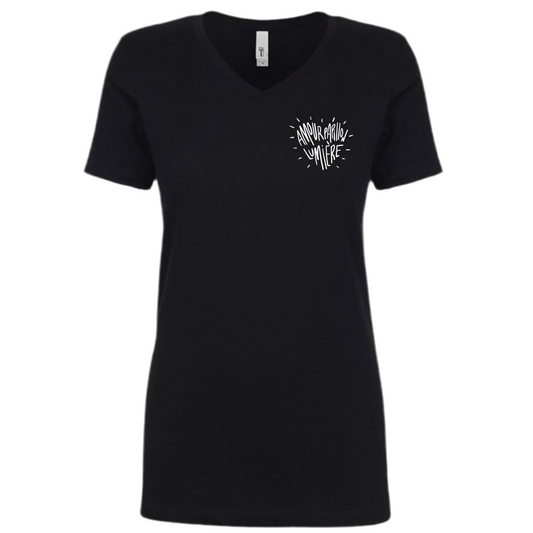 T-shirt femme col en V - Amour Papillon Lumière